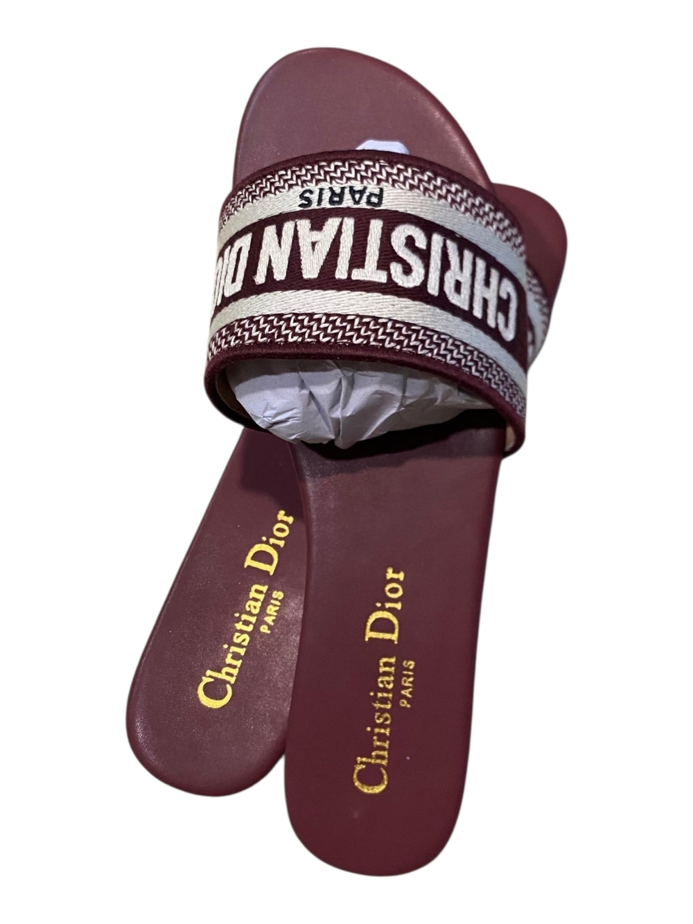 Burgundy  Slide Sandals